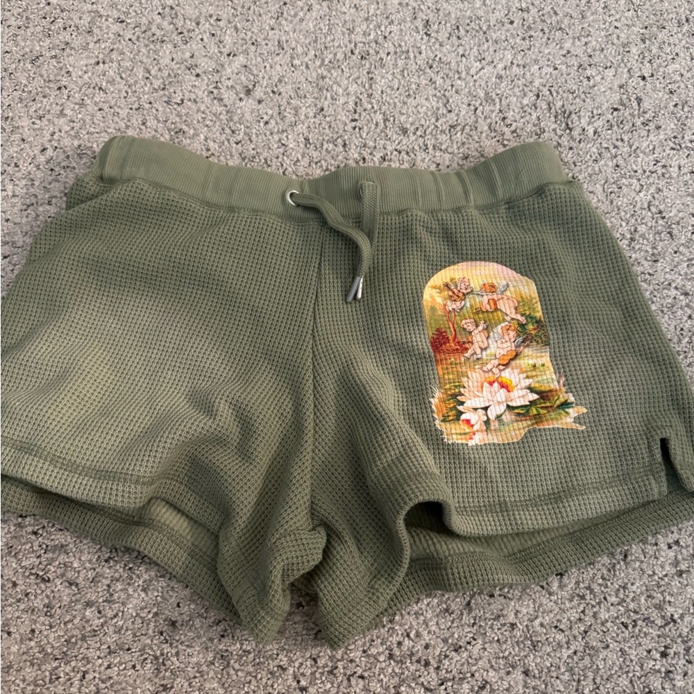 Boys Lie Green Athletic Shorts with Graphic Design